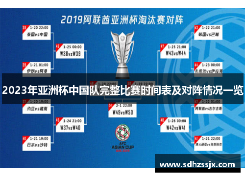 2023年亚洲杯中国队完整比赛时间表及对阵情况一览